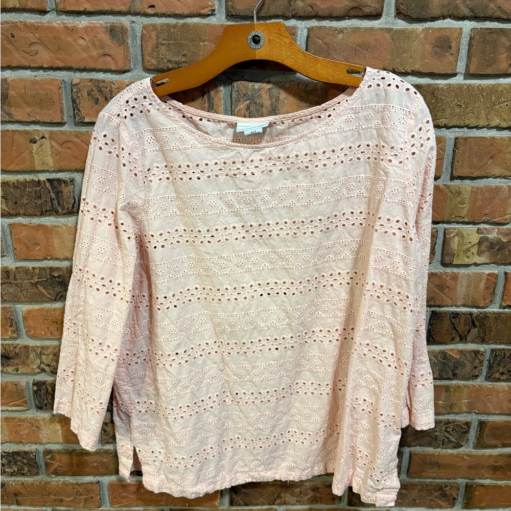 Liz Claiborne Light Pink Eyelet Blouse
